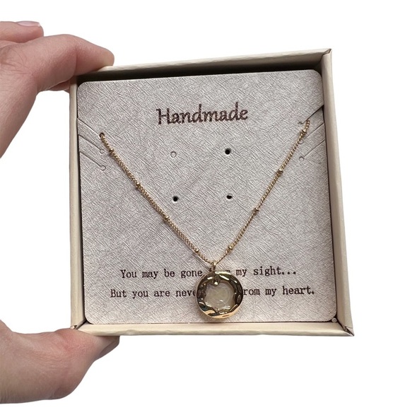 New Round Pearl Pendant Gold Tone Mini Ball Bead Necklace - Picture 2 of 9